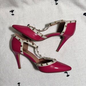 Halogen Pink and Cream Studded Heels Sz 7